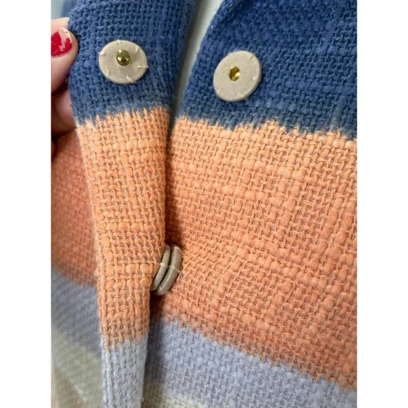 Tory Burch Striped Tweed Cropped Blazer Size 2 Neutral Multi Summer‎ Workwear - Picture 12 of 12